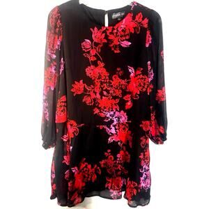 Harper 241 Floral Dress Black Red LG Shift Flare Cocktail Party Cruise Wedding